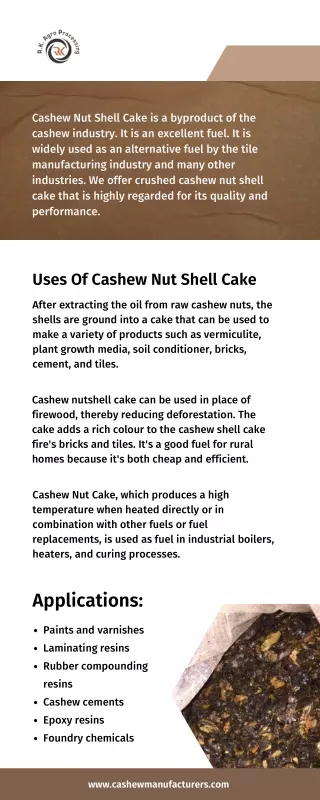 Cashew Nut Shell Cake - Alternative Fuel Option
