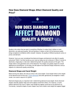 How Diamond Shape Affects Diamond Quality and Price