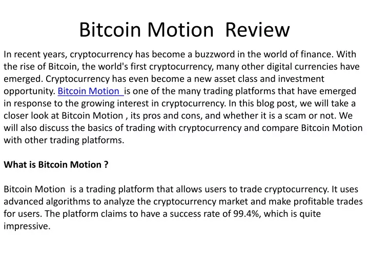 bitcoin motion review