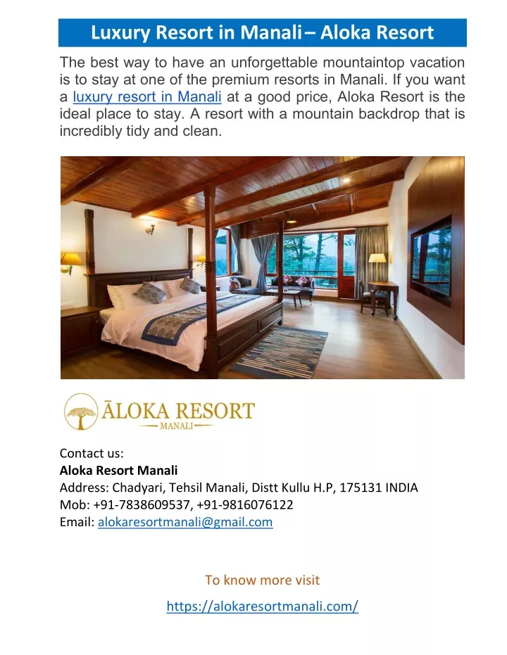 luxury resort in manali aloka resort
