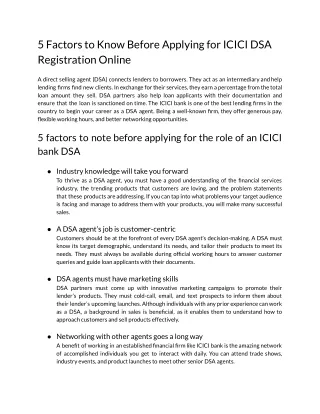 5 Factors to Know Before Applying for ICICI DSA Registration Online