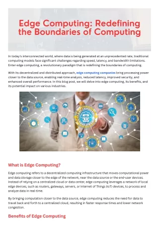 Edge Computing: Redefining the Boundaries of Computing