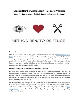 Expert Hair Care Products, Keratin Treatment & Hair Loss Solutions in Perth