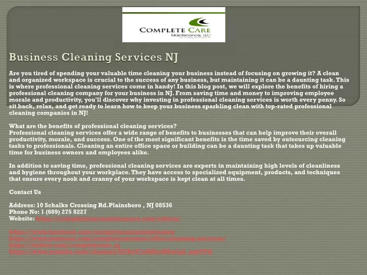 business cleaning services nj