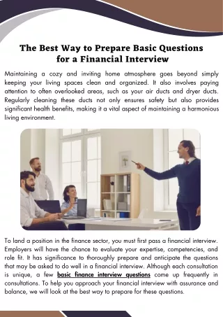 The Best Way to Prepare Basic Questions  for a Financial Interview
