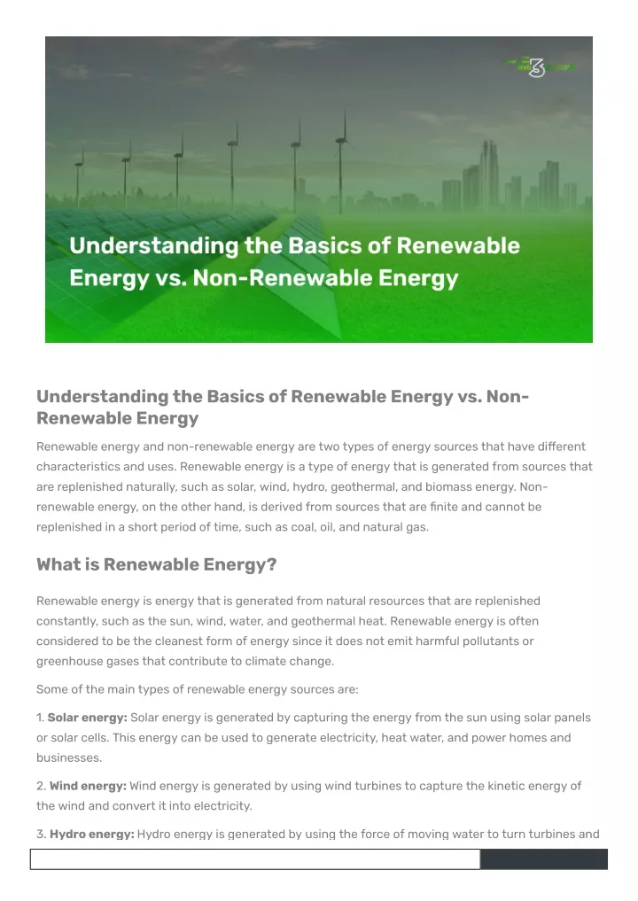 understanding the basics of renewable energy