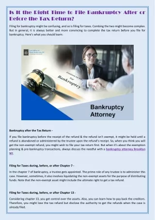 is it the right time to file bankruptcy after