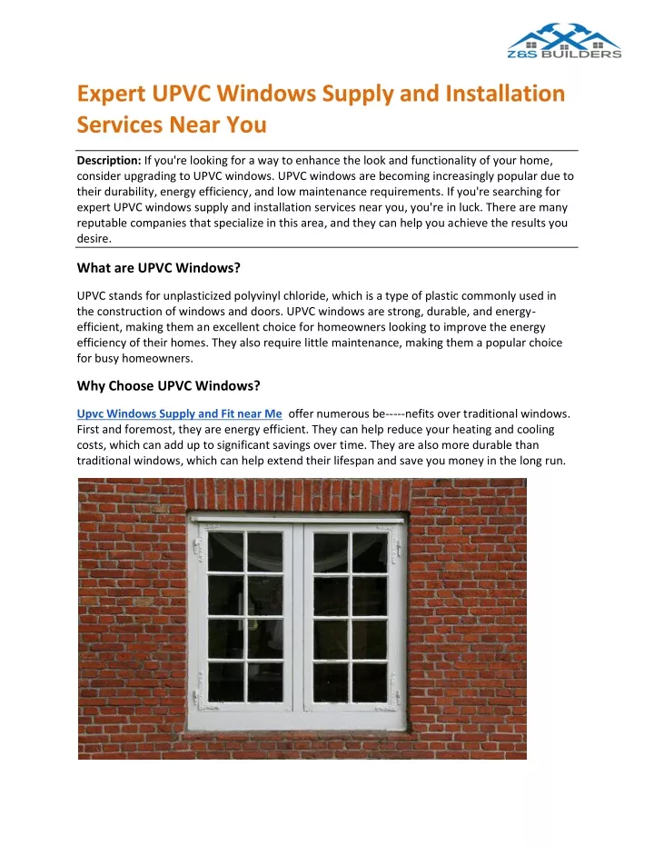 expert upvc windows supply and installation