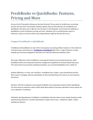 freshbooks vs quickbooks features pricing and more