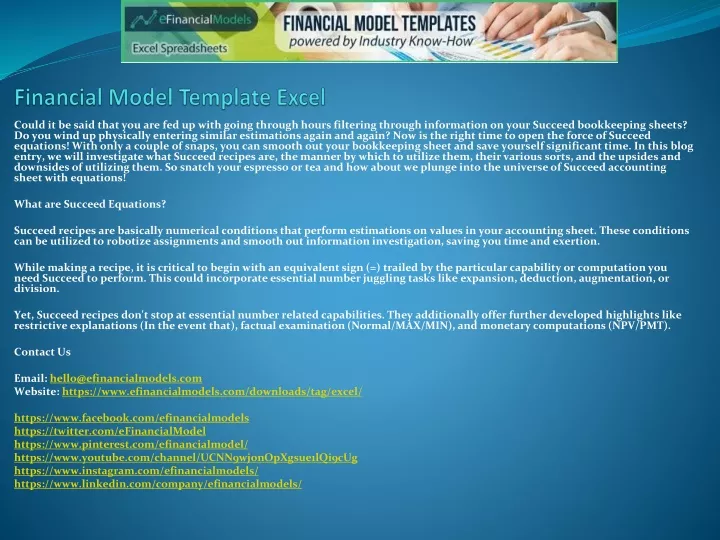 financial model template excel