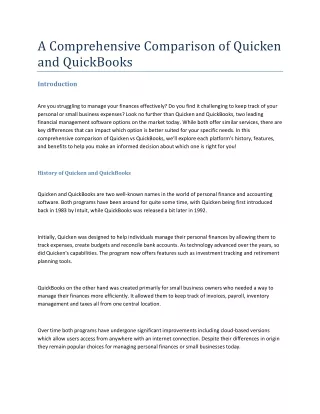 A Comprehensive Comparison of Quicken and QuickBooks