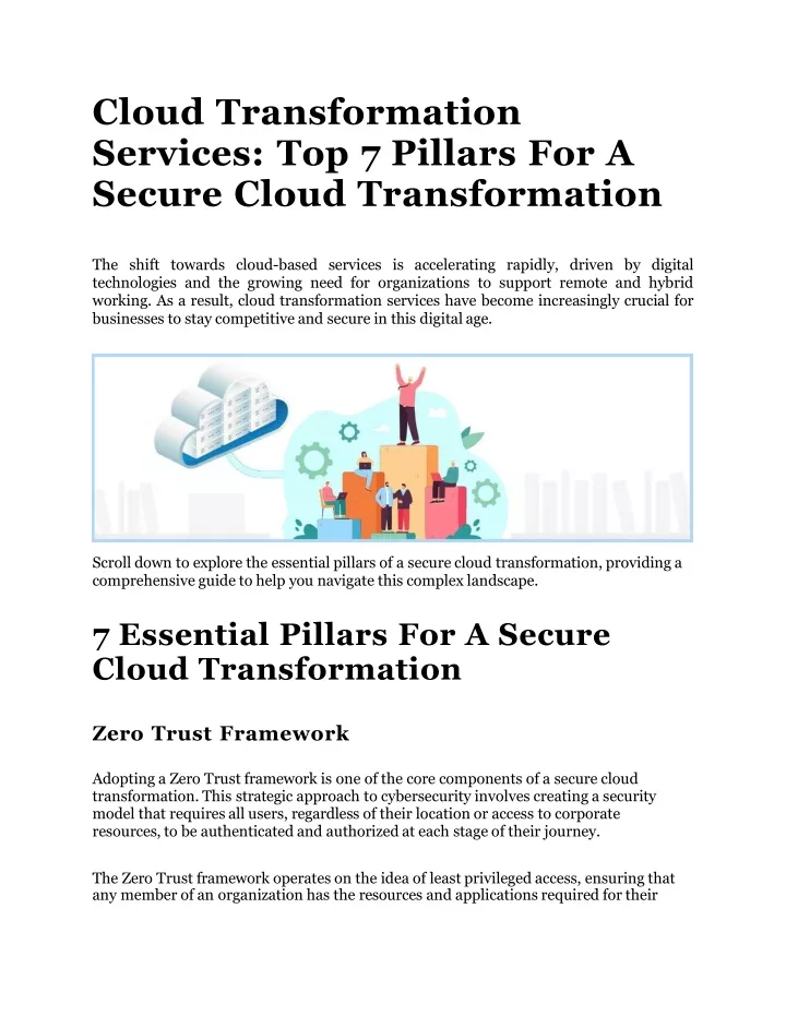 cloud transformation services top 7 pillars for a secure cloud transformation