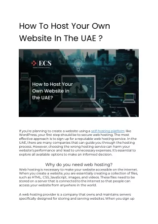 How To Host Your Own Website In The UAE