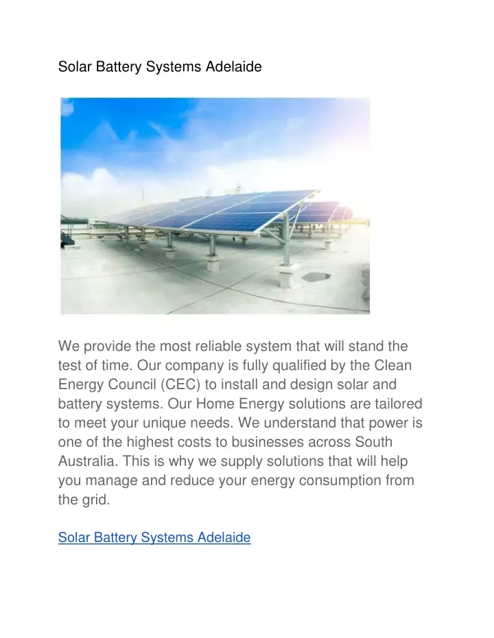 solar battery systems adelaide