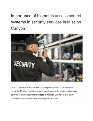 importance of biometric access control systems