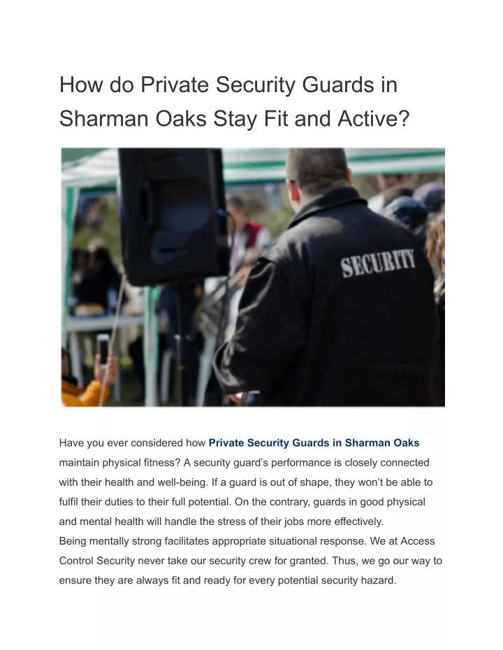 how do private security guards in sharman oaks