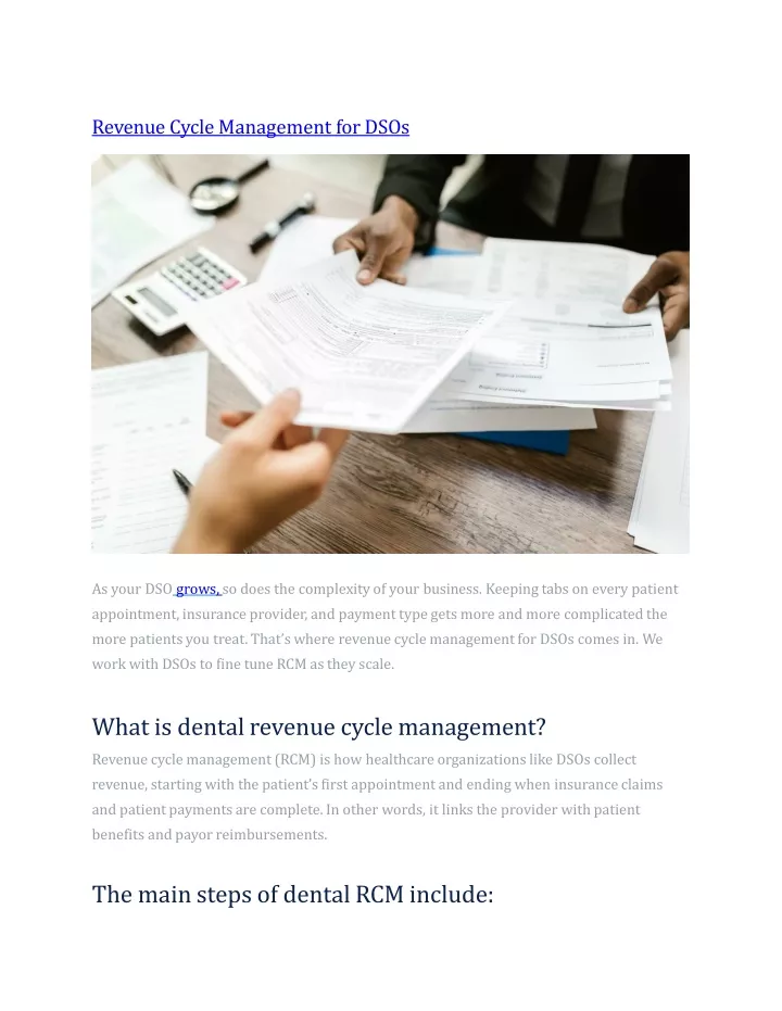 revenue cycle management for dsos