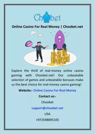 Online Casino For Real Money  Choobet.net