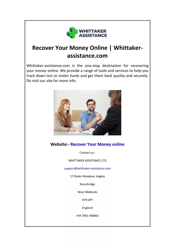 recover your money online whittaker assistance com