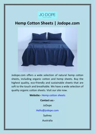 Hemp Cotton Sheets  Jodope