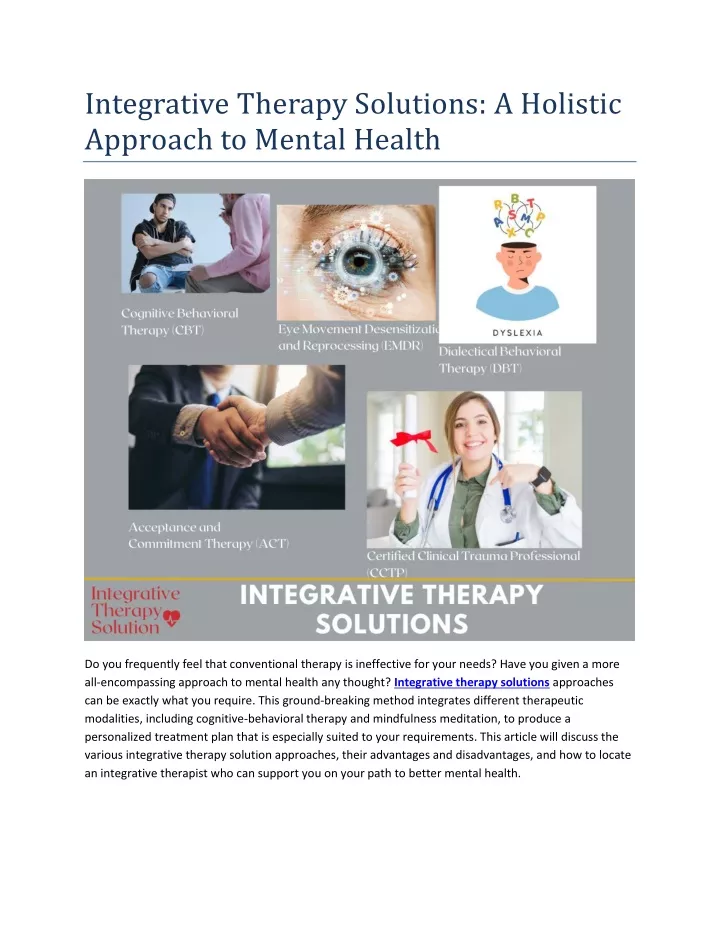 integrative therapy solutions a holistic approach
