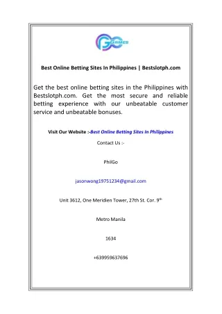 Best Online Betting Sites In Philippines  Bestslotph.com