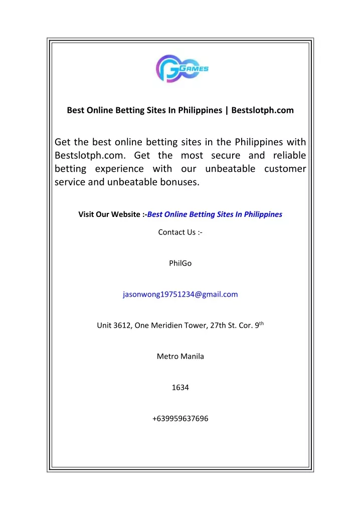 best online betting sites in philippines
