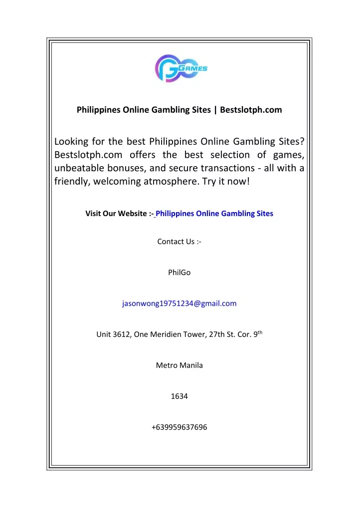 philippines online gambling sites bestslotph com