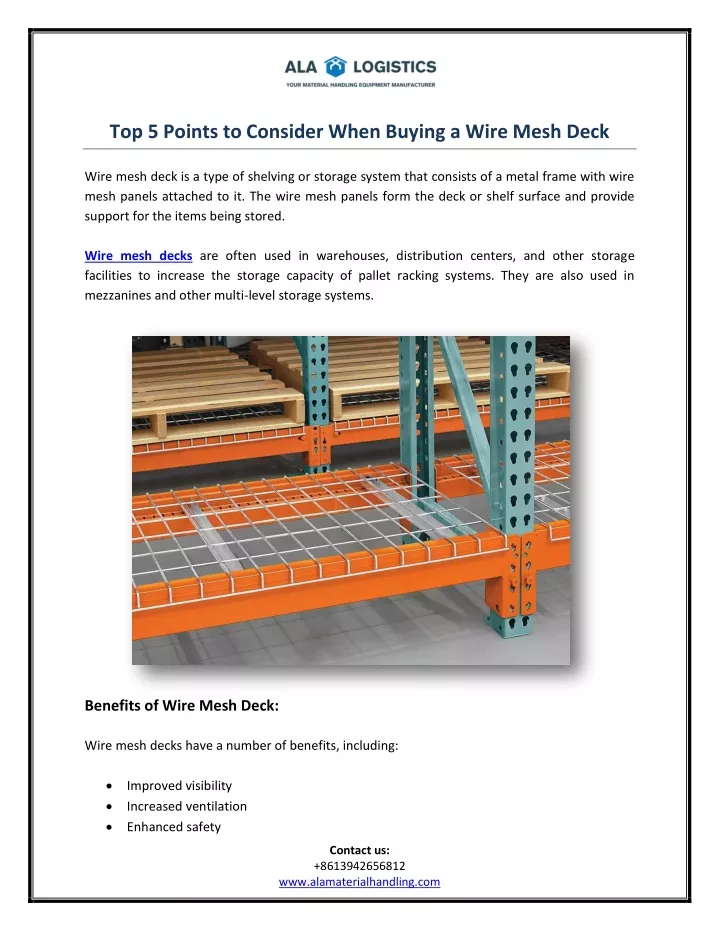 top 5 points to consider when buying a wire mesh