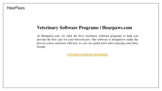 Veterinary Software Programs  Hearpaws.com