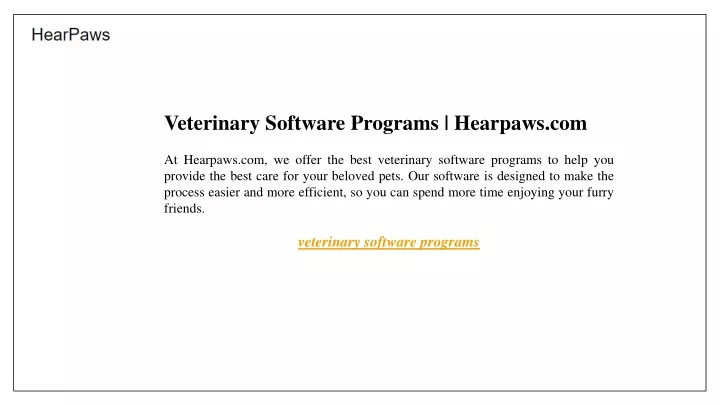 veterinary software programs hearpaws