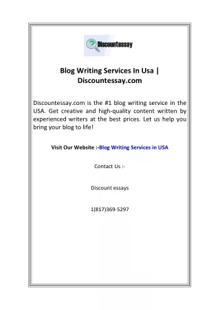 Blog Writing Services In Usa  Discountessay.com