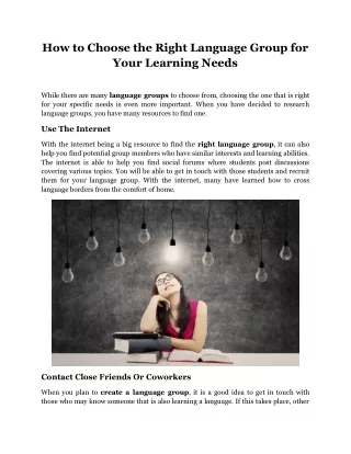 how to choose the right language group for your
