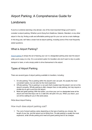 Airport Parking_ A Comprehensive Guide for Londoners