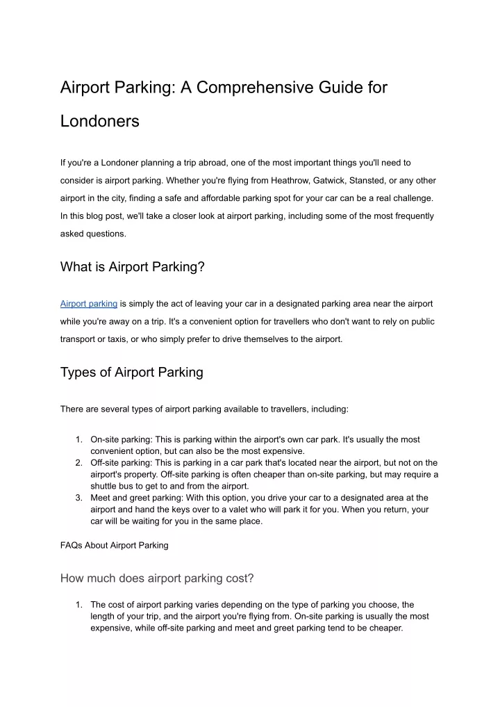 airport parking a comprehensive guide for