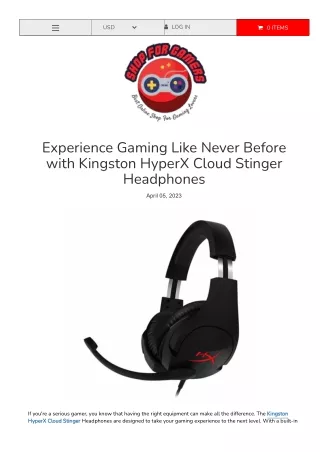 Experience Gaming Like Never Before with Kingston HyperX Cloud Stinger Headphones