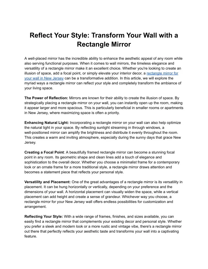 reflect your style transform your wall with