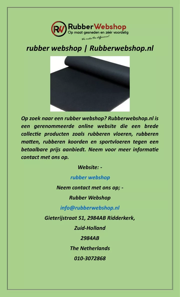 rubber webshop rubberwebshop nl