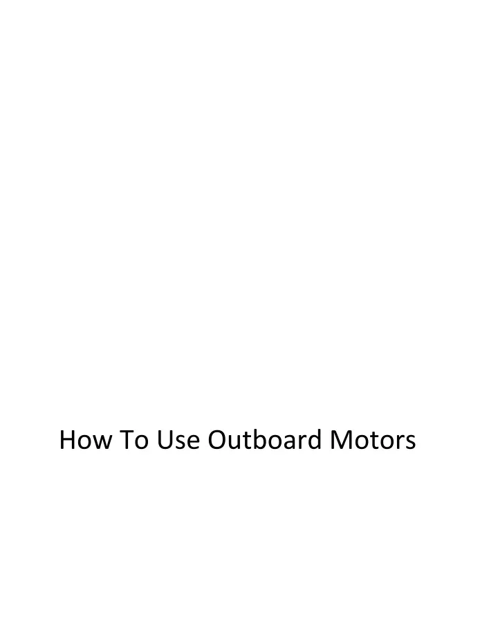 how to use outboard motors