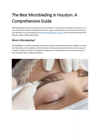 The Best Microblading in Houston: A Comprehensive Guide