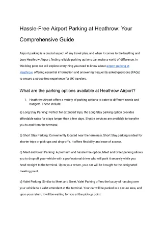 Hassle-Free Airport Parking at Heathrow_ Your Comprehensive Guide