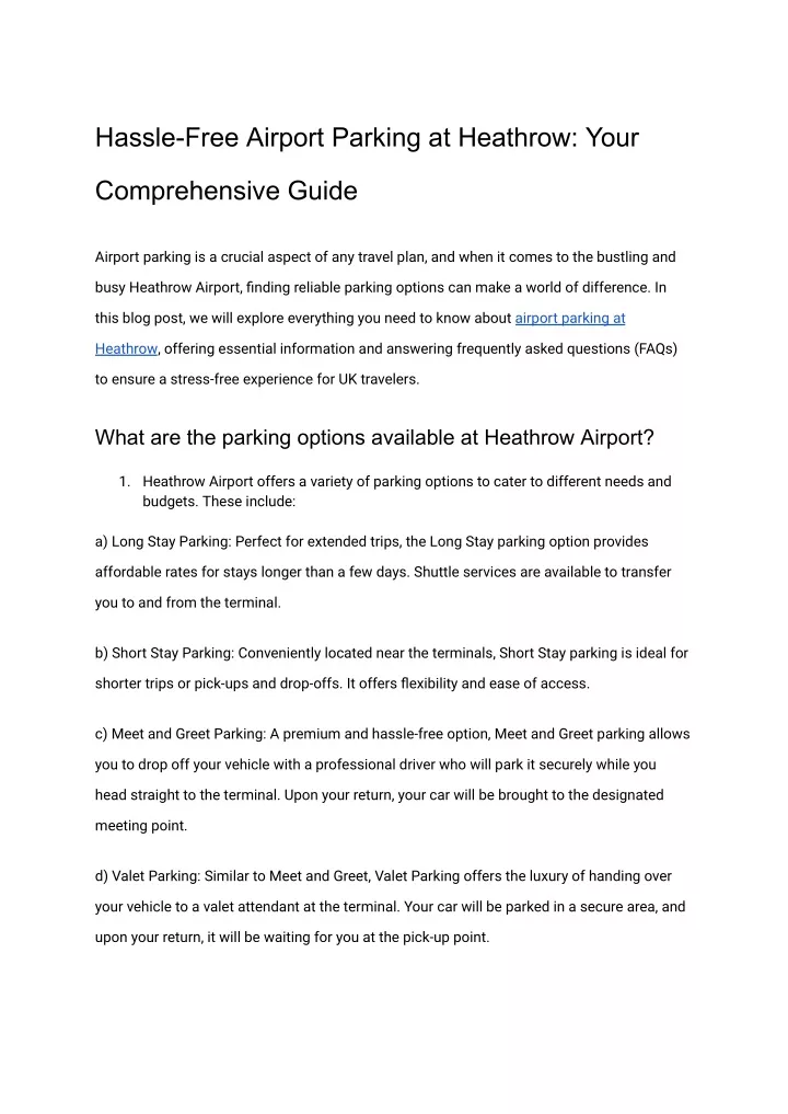 hassle free airport parking at heathrow your