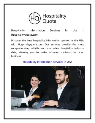 Hospitality Information Services In Usa  Hospitalityquota