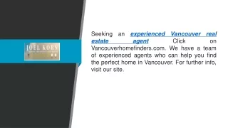 Experienced Vancouver Real Estate Agent  Vancouverhomefinders.com