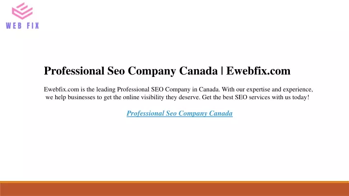 professional seo company canada ewebfix