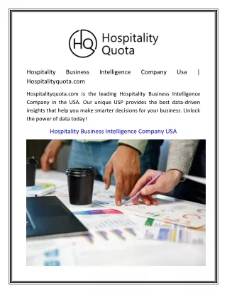 Hospitality Business Intelligence Company Usa Hospitalityquota