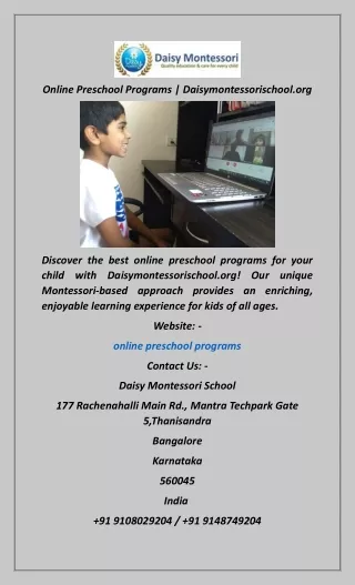Online Preschool Programs  Daisymontessorischool.org