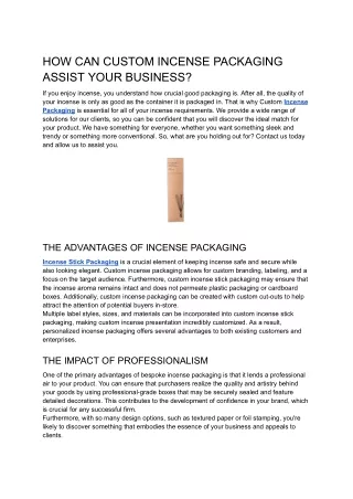 how can custom incense packaging assist your