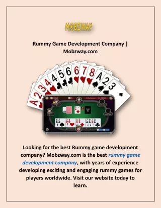Rummy Game Development Company | Mobzway.com