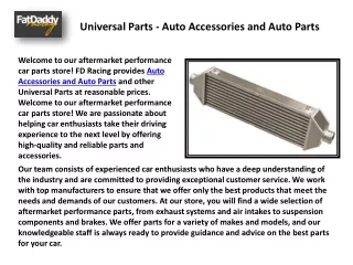 FD Racing Ltd - Automotive Aftermarket Parts Stor